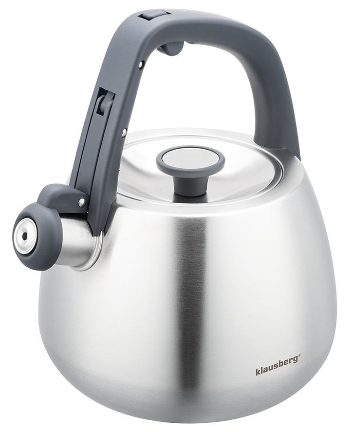 Nerūsējošā tērauda tējkanna ar svilpi, matēti sudraba krāsā, tilpums 2.5 l, Klausberg, KB 7773