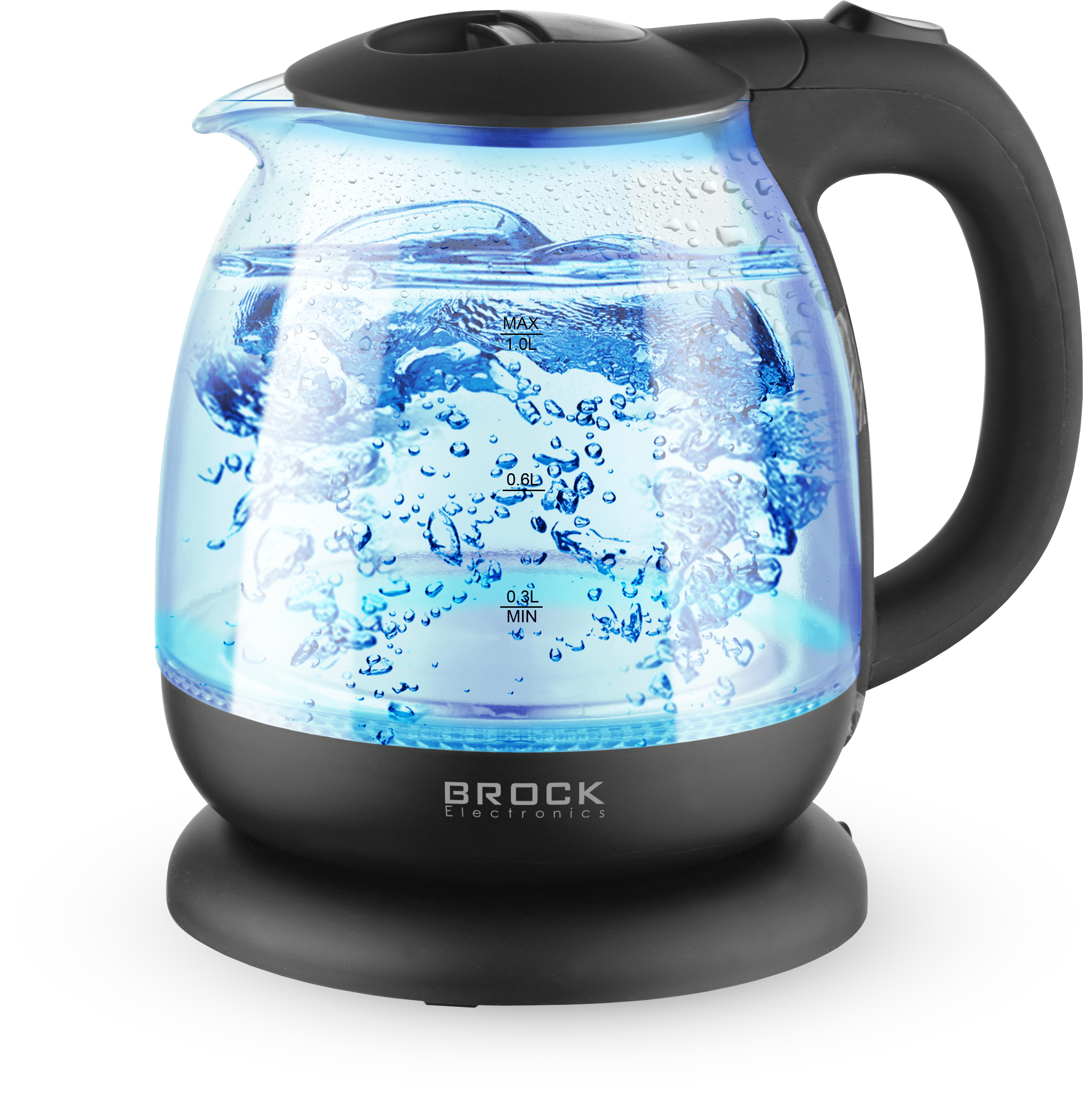 BROCK Elektriskā stikla tējkanna. 1L, 900-1100 W