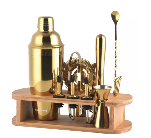 16 daļu zelta krāsas bārmeņa komplekts, Klausberg, tērauds, KB 7583